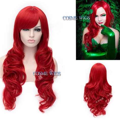 Poison Ivy High Quality Wavy Long Red Full Lace Cosplay Wigs Movie Film Batman Natural Hair Wig