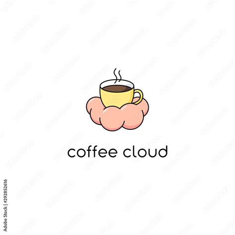 Coffee cup on cloud logo design cafe cute Stock Vector | Adobe Stock