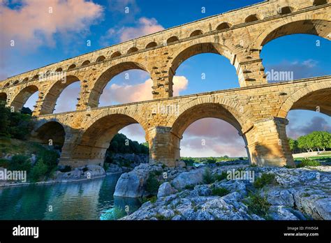 Picture Of The Ancient Roman Aqueduct Of The Pont Du Gard Which Crosses