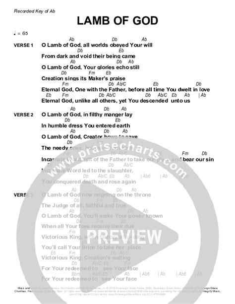 Lamb Of God Chords PDF (Sovereign Grace) - PraiseCharts