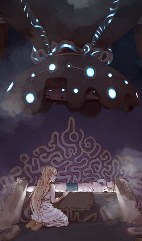 Legend of Zelda BotW art > Link & Princess Zelda in the Shrine of ...