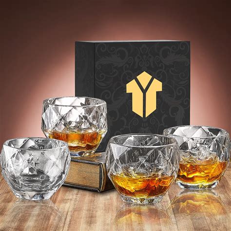 Buy Whiskey Glasses Set Of 4 10 Oz Rocks Glasses Lowball Scotch