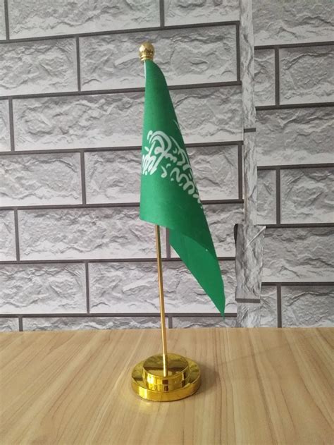 Arábia Saudita bandeira mesa mesa de Escritório ouro ou prata do