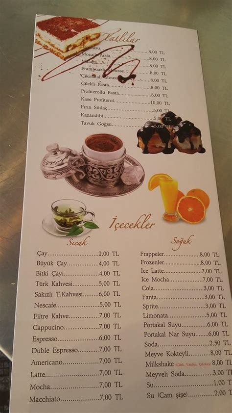 Menu At Kahve K Lliye Istanbul