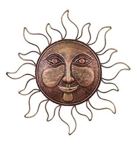 Metal Wall Art Sun Decor - Metal Sun Face With Rays - Indoor Outdoor ...