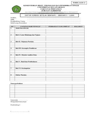 Fillable Online FORM AGB 12 KOREKSI SETELAH SEMINAR Pdf Fax Email Print