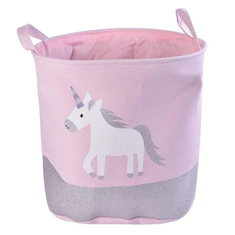 Pink Unicorn Toy Storage Basket Laundry Basket Nursery Hamper For Girls