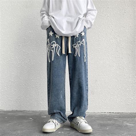 Men S Loose Graffiti Printed Hip Hop Jeans Helloice Apparel