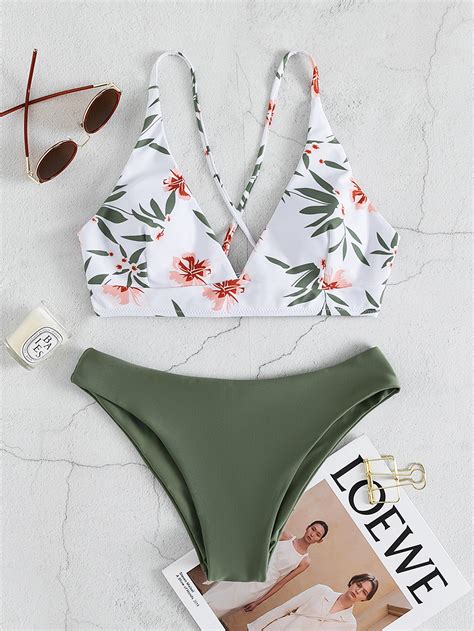 SHEIN Swim Vcay Bañador bikini con estampado floral al azar Moda de