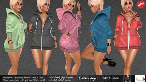 Second Life Marketplace {hellens} Demo Hot Sweat Yoga Zipper Hooded