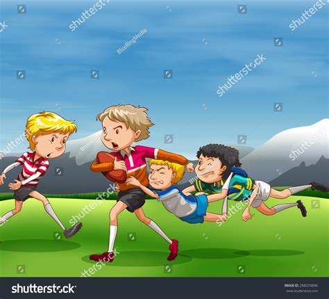 People Playing Rugby Field Stock Vector (Royalty Free) 298374896 | Shutterstock