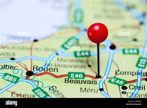 Beauvais pinned on a map of France Stock Photo - Alamy