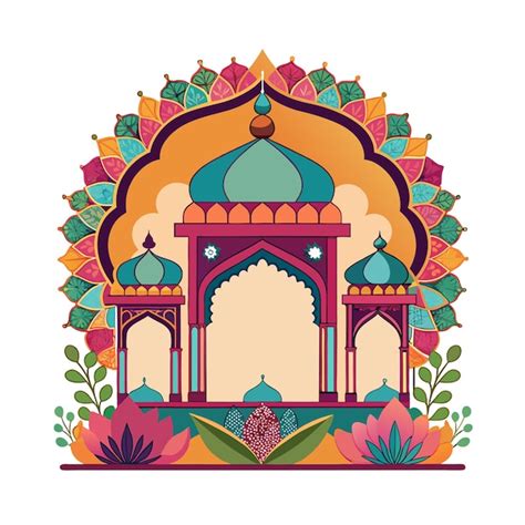 Mughal Garden Frame Vector Illustration Premium Ai Generated Vector