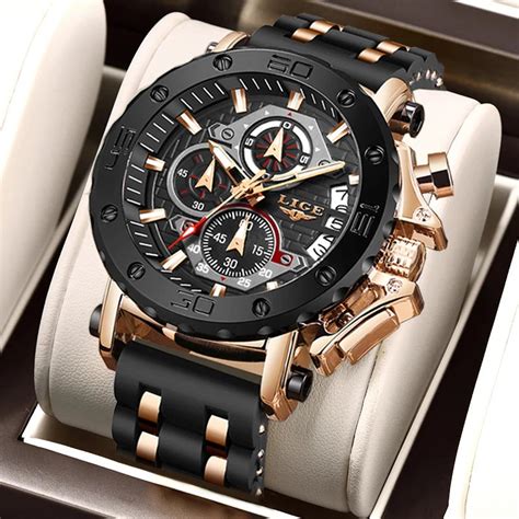 Lige Luxury Casual Sport Watch Top Brand Creative Chronograph Silicone Strap Date Luminous