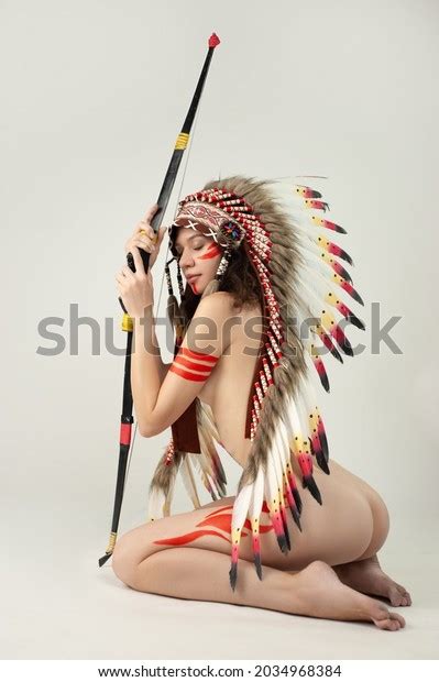 Naked Woman Native American Costume Feathers Stock Photo Shutterstock