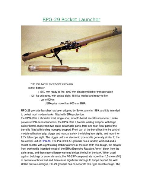 RPG-29 Rocket Launcher | PDF