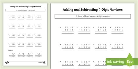 Digit Subtraction Subtraction With Exchanging Twinkl Worksheets