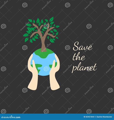 Tree On Earth Ecology Concept Stock Vector Illustration Of Planet