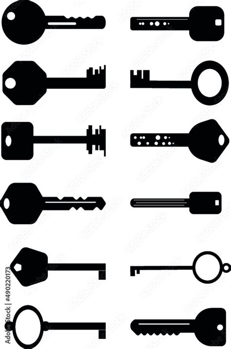 Door key collection of different shapes Stock Vector | Adobe Stock