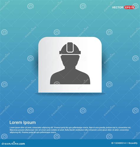 Engineer User Icon Blue Sticker Button Stock Vector Illustration Of