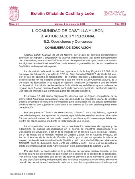 Fillable Online Bocyl Jcyl Es Momento De Las Convocatorias De Educacin