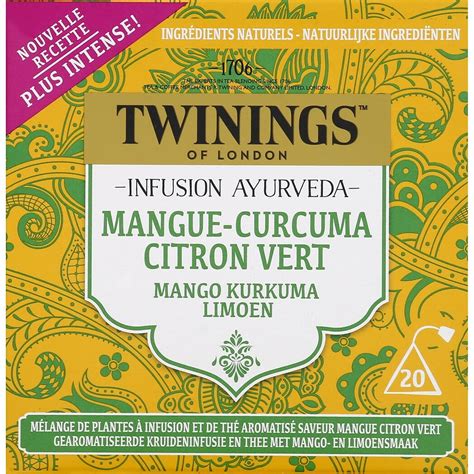 Infusion Ayurveda Mangue Curcuma Citron Vert Twinings Intermarch