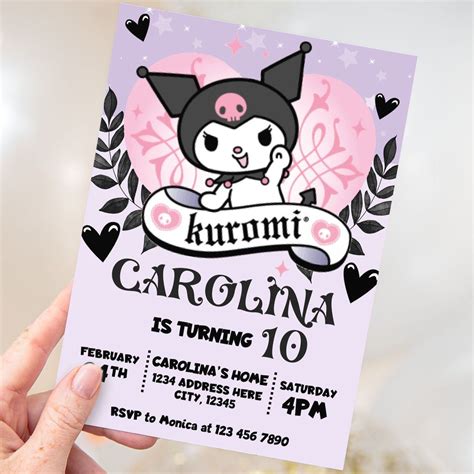 Editable Kuromi Birthday Invitation In 2024 Birthday Invitations Birthday Invitation