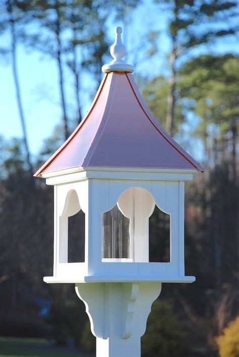 Copper Roof Bird Feeder Post Mount Pvc Feeders Gazebo Bird Feeder