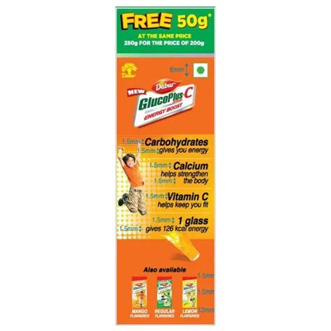 Dabur Glucoplus C Juicy Orange Flavour Instant Energy Beverage Mix