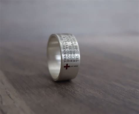 Medical Alert Ring Custom Engraved Wedding Ring Custom Etsy