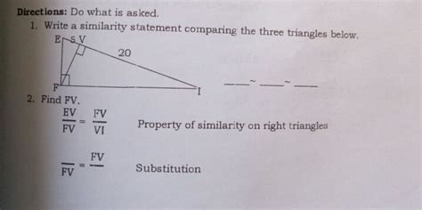 Solved Directions Do What Is Asked 1 Write A Similarity Statement