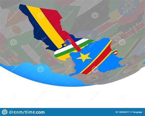 Frica Central As Bandeiras No Globo Ilustra O Stock Ilustra O