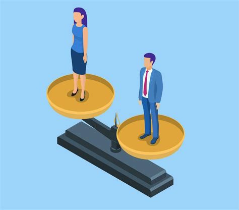 3d Isometric Businessman And Businesswoman Equal On A Scale Business And Gender Equality