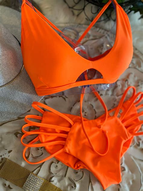 Neon Orange Bikini Etsy