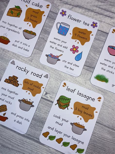 Printable Mud Kitchen Recipe Cards Educational Learning Etsy Australia