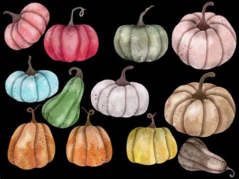 Watercolor Pumpkins Clipart, Watercolor Pumpkin PNG, Cute Pumpkin Clipart, Fall Pumpkin Clipart ...