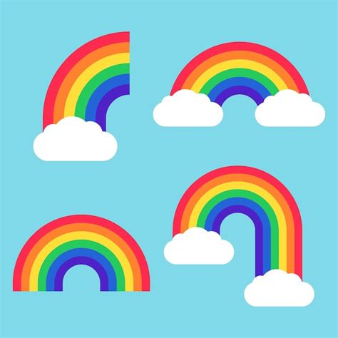 Premium Vector Rainbows On Blue Background