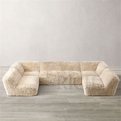 Fluffy Sofa Comfortable Couch Sheepskin Faux Fur Shaggy Sofa Long ...