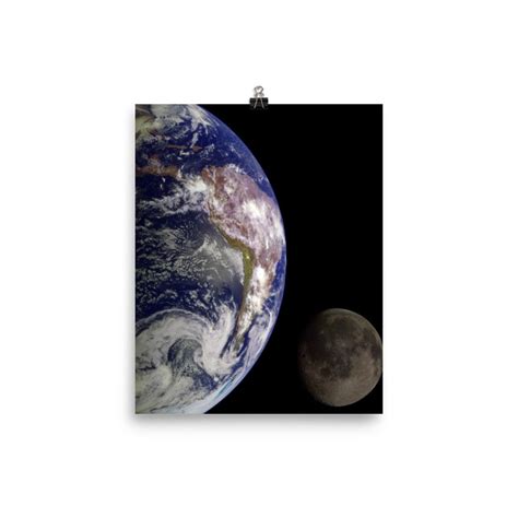 Earth Moon Poster, Space Picture Photo Wall Image Art Vertical ...