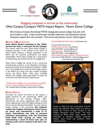 2011 Notre Dame College Ohio Campus Compact VISTA Report | PDF