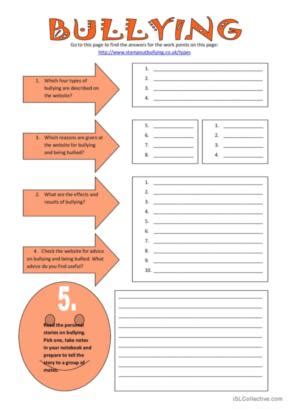 Bullying English Esl Worksheets Pdf Doc