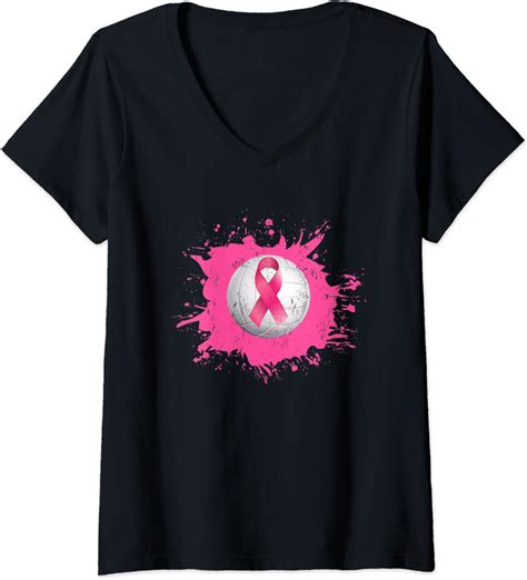 Womens Volleyball Pink Ribbon Breast Cancer Awareness V