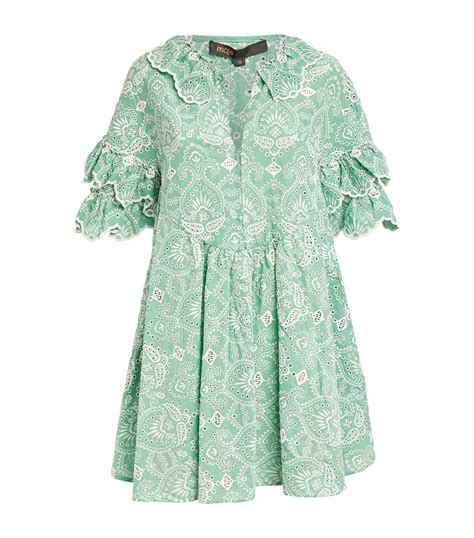 Maje Green Cotton Embroidered Mini Dress Harrods Uk