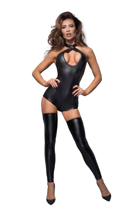 Noir Handmade Wetlook Play Body Jumpsuit Met Rits Cocolamar Be