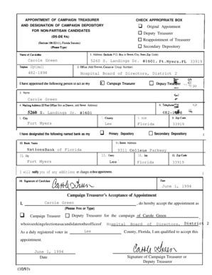 Fillable Online Green Carole Lee County Supervisor Of Elections Fax