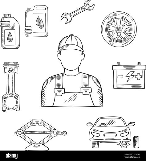 Auto Mechanic Drawing