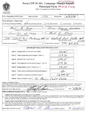 Fillable Online Form CPF M 102 Campaign Finance Fax Email Print