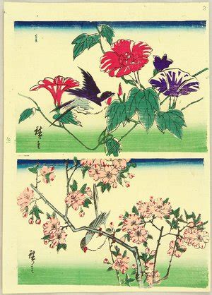 Utagawa Hiroshige III Birds Morning Glories And Cherry Blossoms