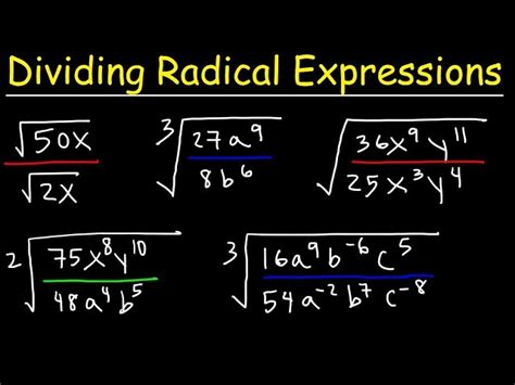 Dividing Radical Expressions With Variables And Exponents Worksheets