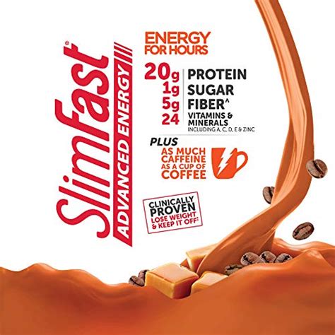 Slimfast Advanced Energy High Protein Meal Replacement Shake Caramel Latte 20g Of Ready To